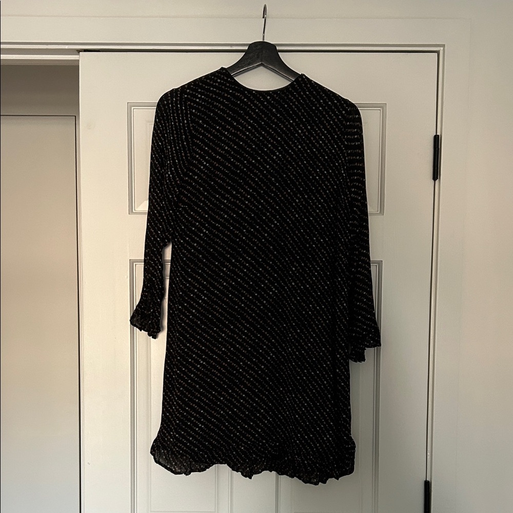 Ganni Black Dress with Gold Accents